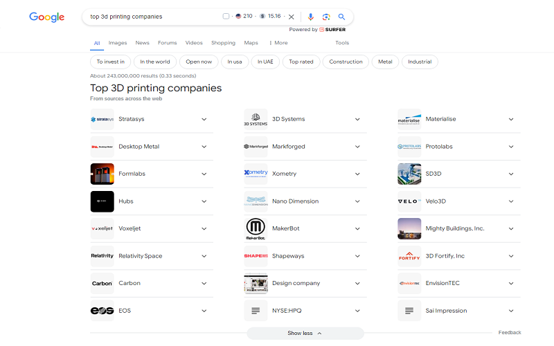 top 3d printing companies